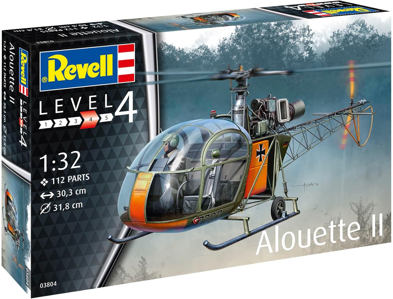 Revell, 03804, Alouette, II, Hubschrauber, 1:32