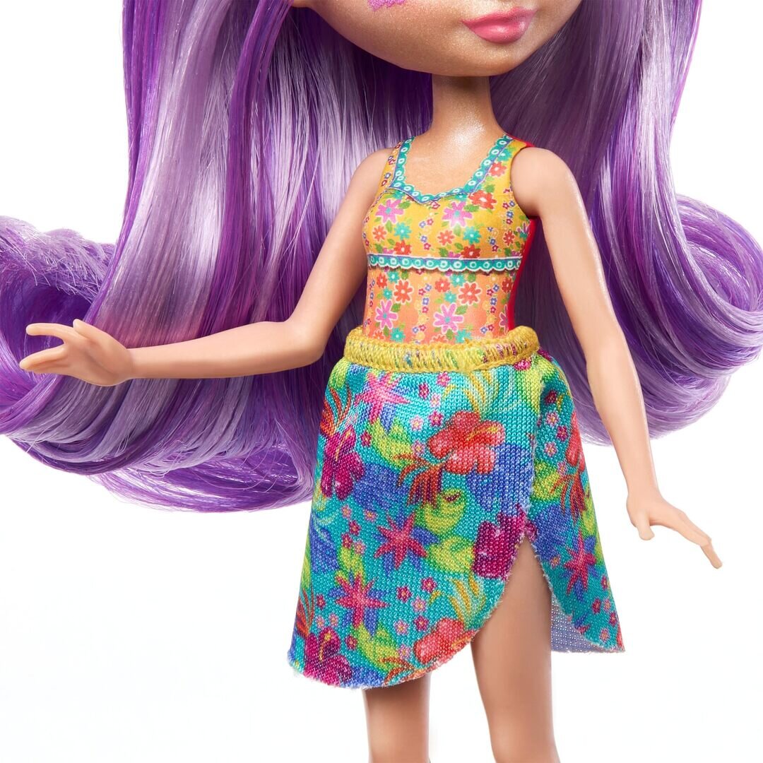 Enchantimals – Sabindra Sloth Puppe mit tierischem Freund Tang, abnehmbar, ab 4 J., Mattel, Enchantimals, Sunshine, Beach, Sabindra, Sloth, Puppe, HRX82