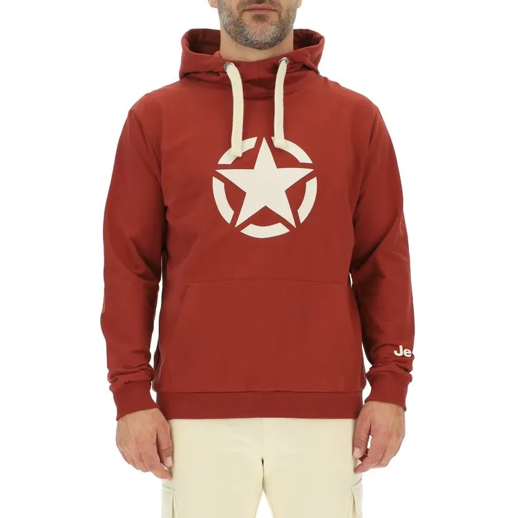 JEEP Herren Kapuzenpullover O102717RT - Roter Hoodie mit großem Jeep-Star-Print GR. XXL