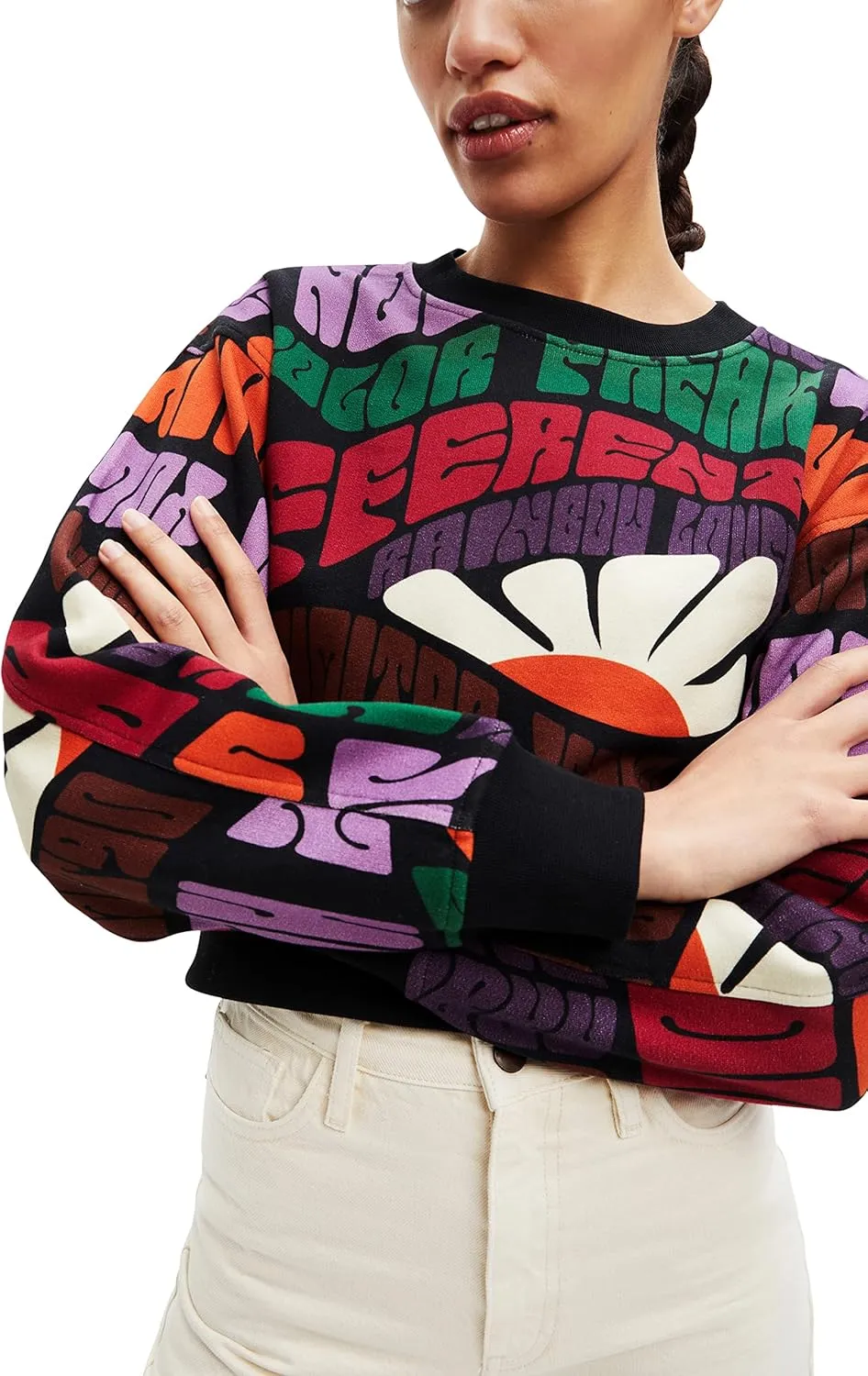 Desigual Damen Pullover - Bunter Pullover mit Retro-Print 22WWSK399019 GR. M