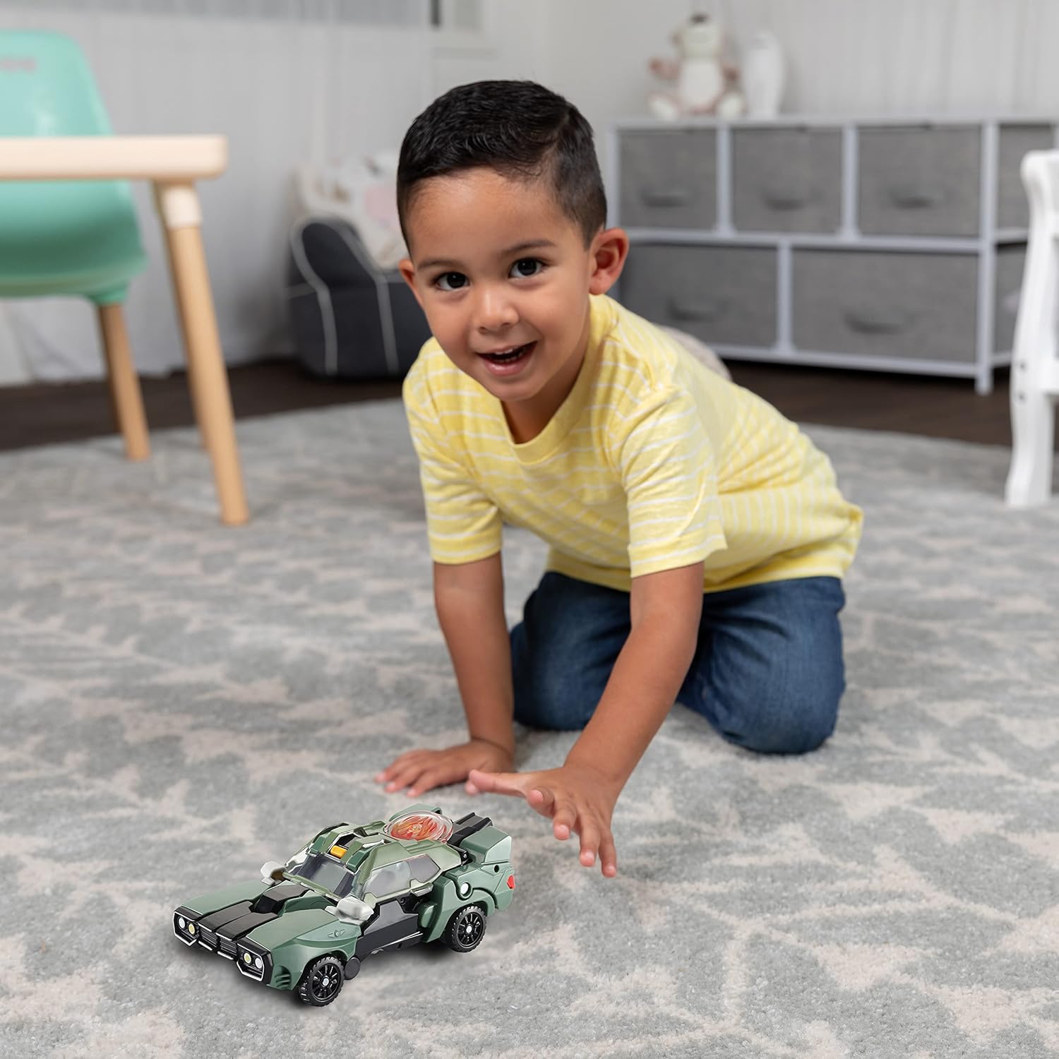 VTech Switch & Go Dinos Launcher-T-Rex aus grünem Kunststoff, verwandelt sich von Dino zu Fahrzeug, LCD-Effekte, 3 Launch Discs, Sound & Modus-Sätze, kindersicheres Batteriefach, ab 3 J., Auto, Transport, Fahrzeug, Apidae, Wirbellose