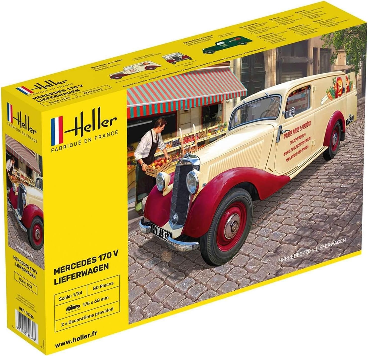 Heller, 80736, MERCEDES, 170, V, Lieferwagen, Modellbausatz, im, Maßstab, 1:24, Person, Auto, Fahrzeug, Rad, Person, Auto, Fahrzeug, Rad
