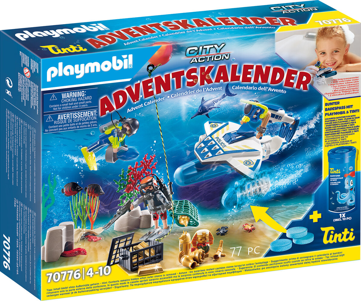 PLAYMOBIL 70776 "Badespaß Polizeitaucheinsatz" Adventskalender Wasser, Baby, Person, Fische, Leben im Meer