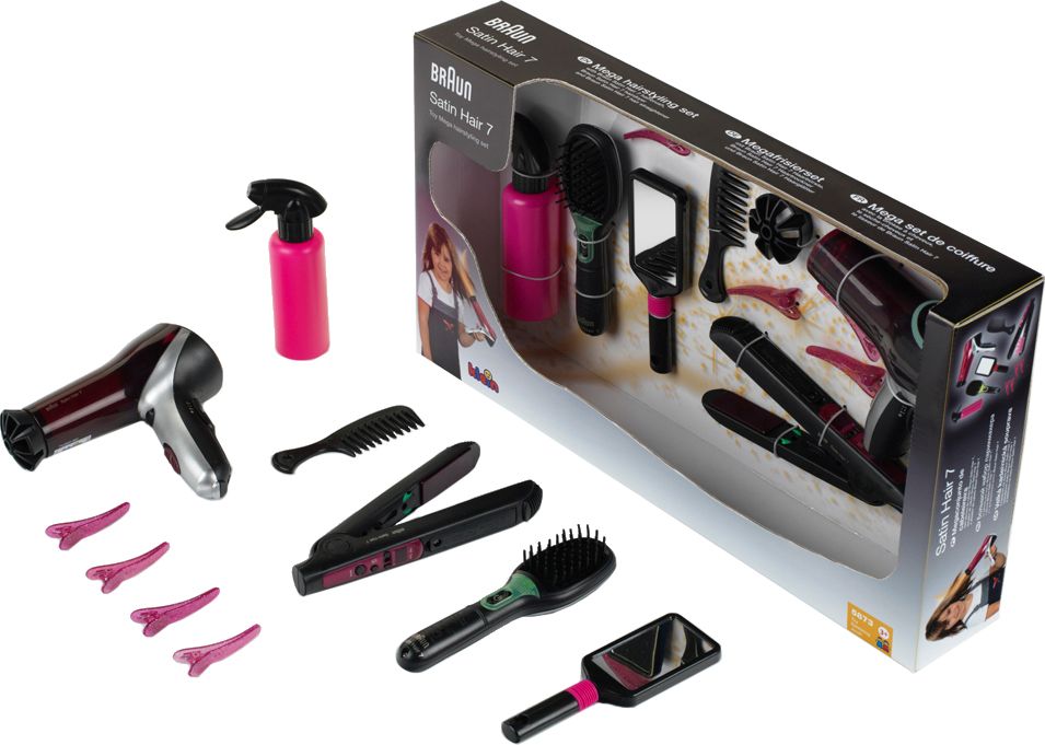 Theo, Klein, Braun, Satin, Hair, 7, Mega, Set, Person, Fön, Elektrisches, Gerät, Werkzeug, Zahnbürste