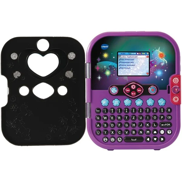 VTech KidiSecrets Selfie Music 2.0 in Schwarz-Lila, elektronisches Tagebuch mit 2 Kameras, Gesichtserkennung, MP3-Player, LED-Effekte & 750 Einträge,