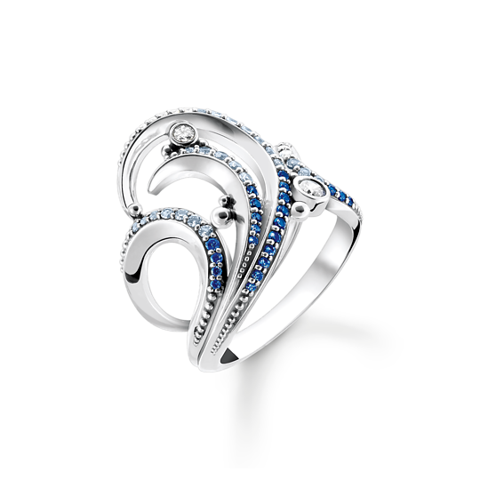 Thomas, Sabo, Ring, Welle, Mit, Blauen, Steinen, Gr., 56, Zubehor, Diamant, Edelstein, Schmuck, Platin