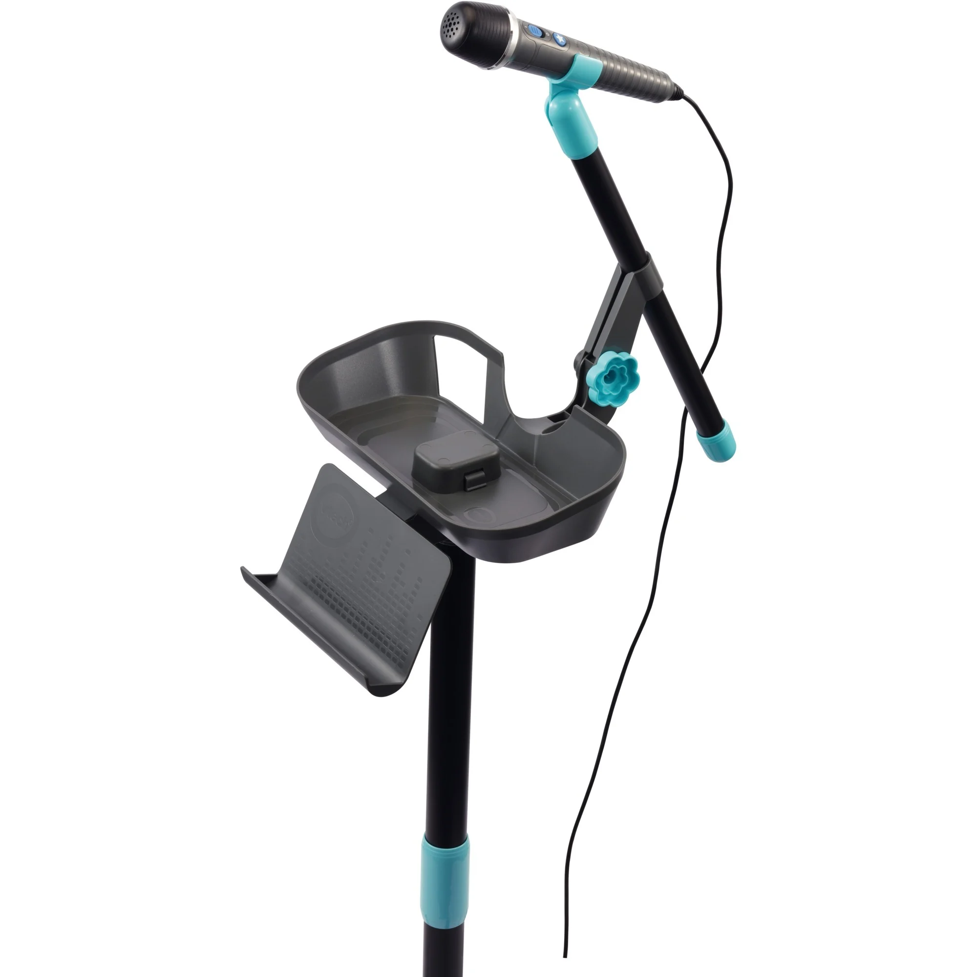 VTech Kidi Super Star DJ Studio in Schwarz: 10-in-1 DJ-Station mit Jog Wheel, Mikrofon, 12 Songs, Disco-Licht, Stimm-Effekten, Voice-Off-Funktion, Aufnahme, externem Anschluss & höhenverstellbarer Stand, ab 6 Jahren,