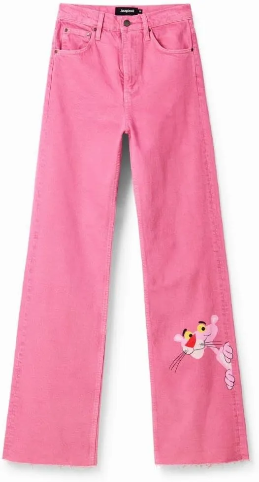 Desigual Damen Jeans - Pink, mit „Pink Panther“-Stickerei 22WWDD293056 GR. 38