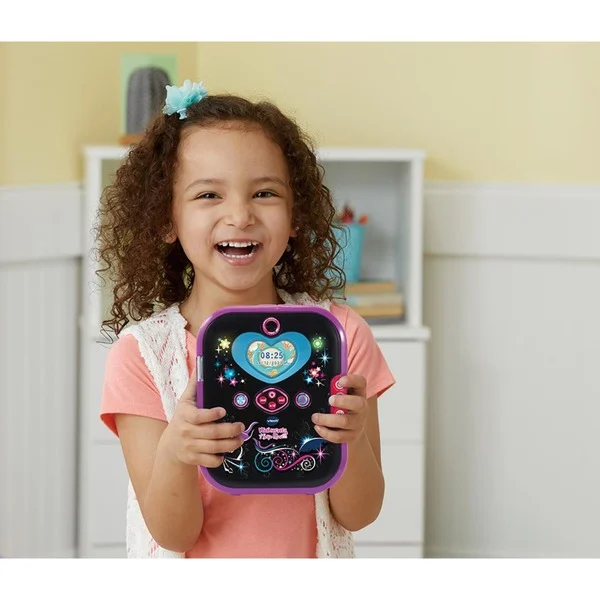 VTech KidiSecrets Selfie Music 2.0 in Schwarz-Lila, elektronisches Tagebuch mit 2 Kameras, Gesichtserkennung, MP3-Player, LED-Effekte & 750 Einträge,