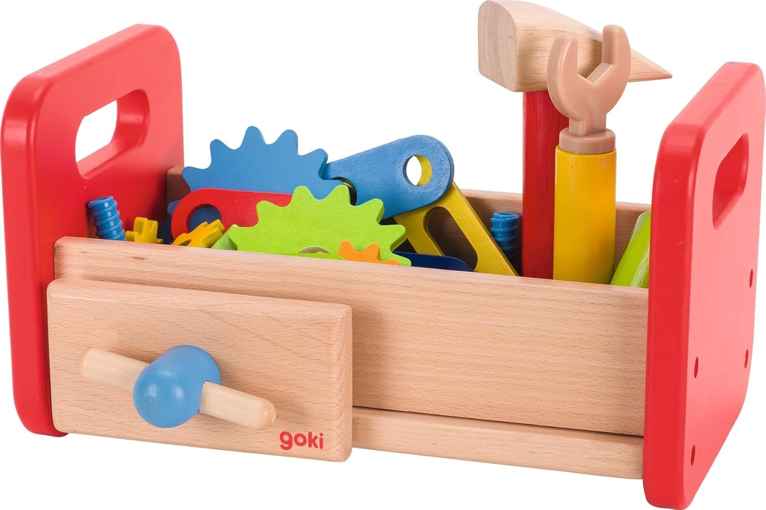GOKI, 58501, Werkbank, Holzspielzeug, mit, reichhaltigem, Zubehör