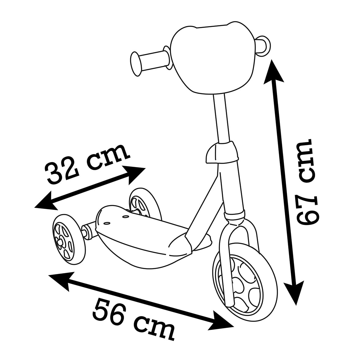 Smoby 3-Wheel Scooter Stitch ab 3 Jahren, bis 20 kg belastbar Smoby Kinder-Scooter 3-Räder mit Stitch-Motiv, robustes Metallgestell, verstellbarer Lenker bis 67 cm, leise Räder, ab 3 Jahren, max. 20 kg, Roller, Transport, Fahrzeug, Rasenmäher, Werkzeug