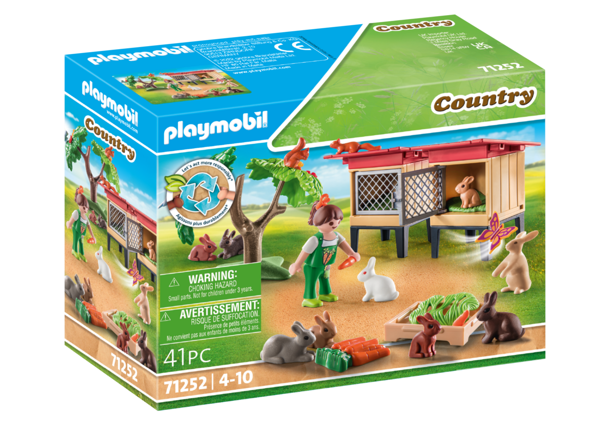 PLAYMOBIL, 71252, Kaninchenstall, Spielbereich, Person, Draußen, Drinnen