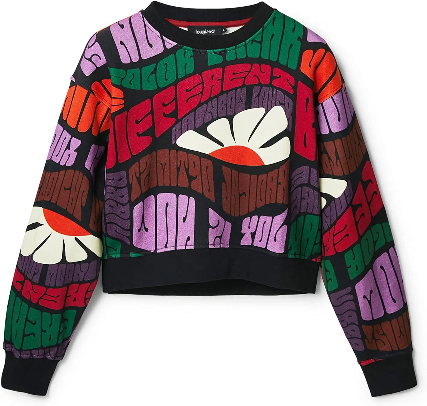 Desigual Damen Pullover - Bunter Pullover mit Retro-Print 22WWSK399019 GR. M