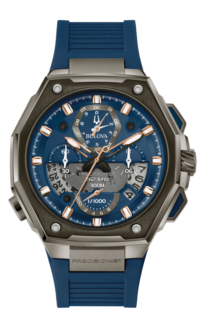 BULOVA, 98B357, Uhr, Precisionist, Herren, Blau, Armbanduhr, Arm, Körperteil, Person