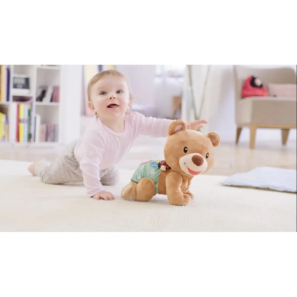 VTech Krabbel-mit-mir-Bär animiert Kinder zum Krabbeln, drückt man Herz-Taste, bewegt er sich; mit Formen- und Farb-Lerntasten, ab 9 Monaten,