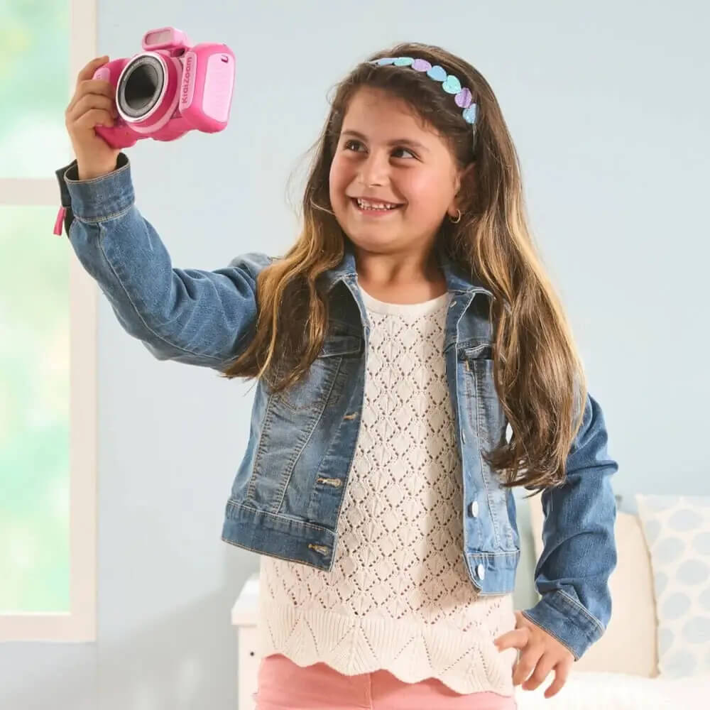 VTech KidiZoom Duo FX pink mit Front- & Rückkamera 5 MP/2 MP, 4× Zoom, Touchscreen, 7 Kreativ-Apps Comics, Animation, Films, Spiele, Musik-Player, USB/Audio-Anschluss, ab 4 Jahren,