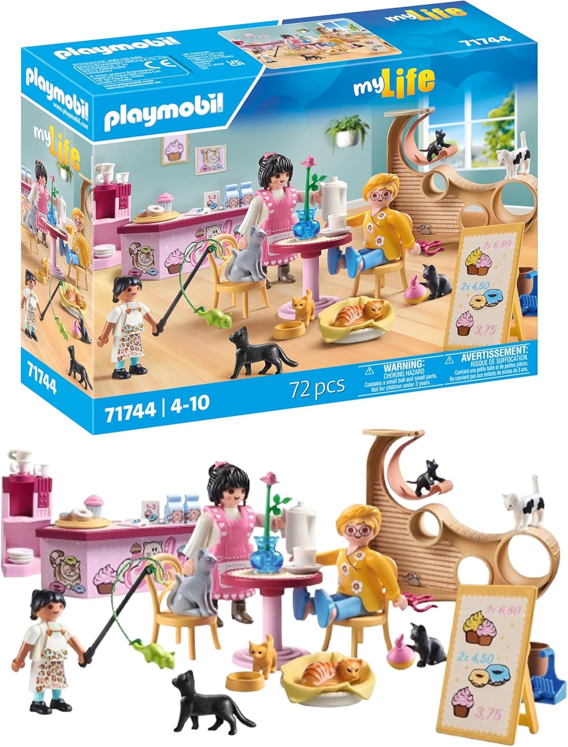 PLAYMOBIL, 71744, My, Life:, Katzencafe, mit, Katzen, Snacks, &, Zubehör, Puppe, Spielzeug, Figur, Person, Baby