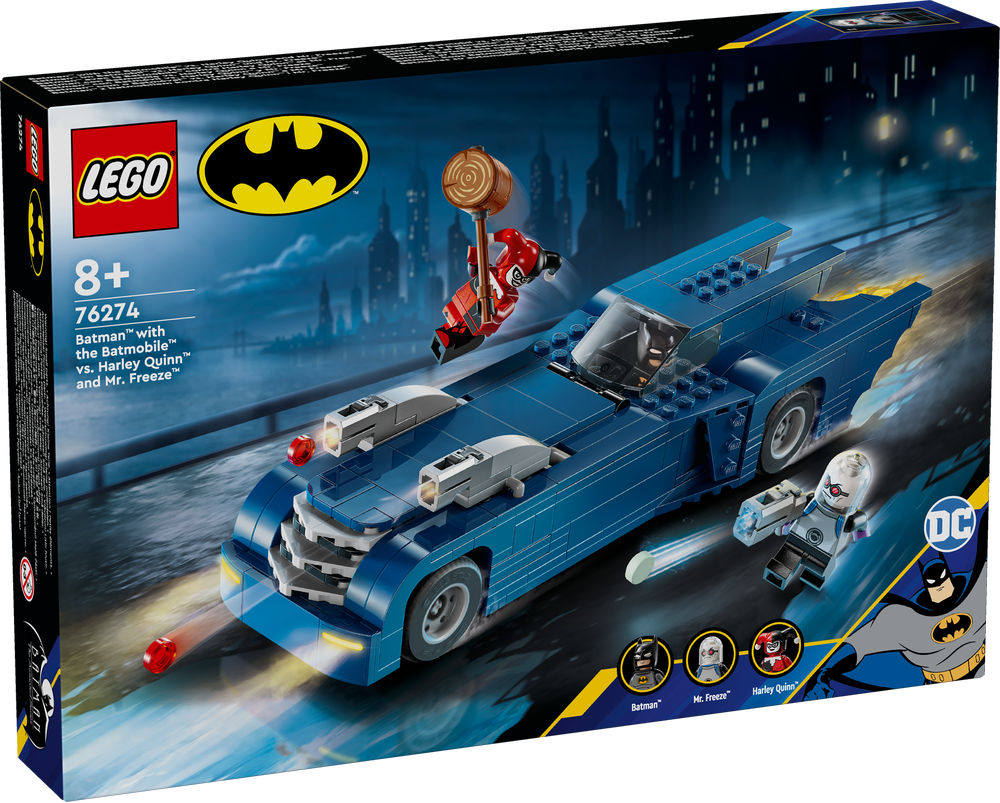 LEGO, 76274, Batman™, im, Batmobil™, vs., Harley, Quinn™, und, Mr., Freeze™, Maschine, Rad, Auto, Transport, Fahrzeug