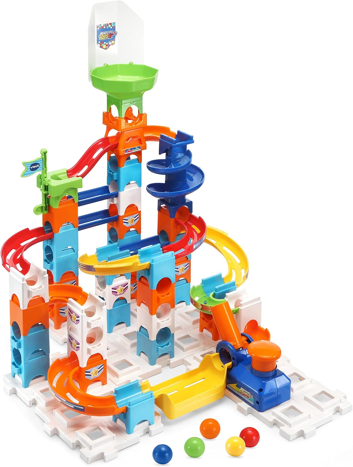 VTech Marble Rush Rocket Set M100 E aus Kunststoff mit 78 Teilen, inklusive 10 MarBalls, Licht- & Soundmodul, Rakete, Launcher, kompatibel, ab 4 J.,