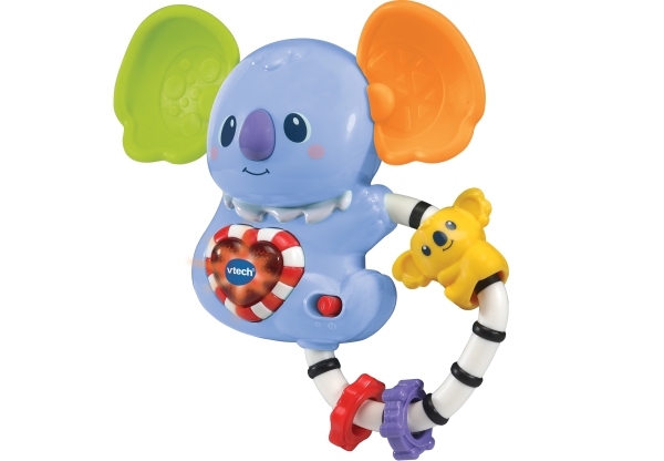 VTech Koalarassel mit beweglichen Ohren, 3 Lieder, 15 Melodien, Licht-Herz, Bewegungssensor, kindersicheres Batteriefach, für Babys von 3 bis 24 Monaten, Rassel, Spielzeug