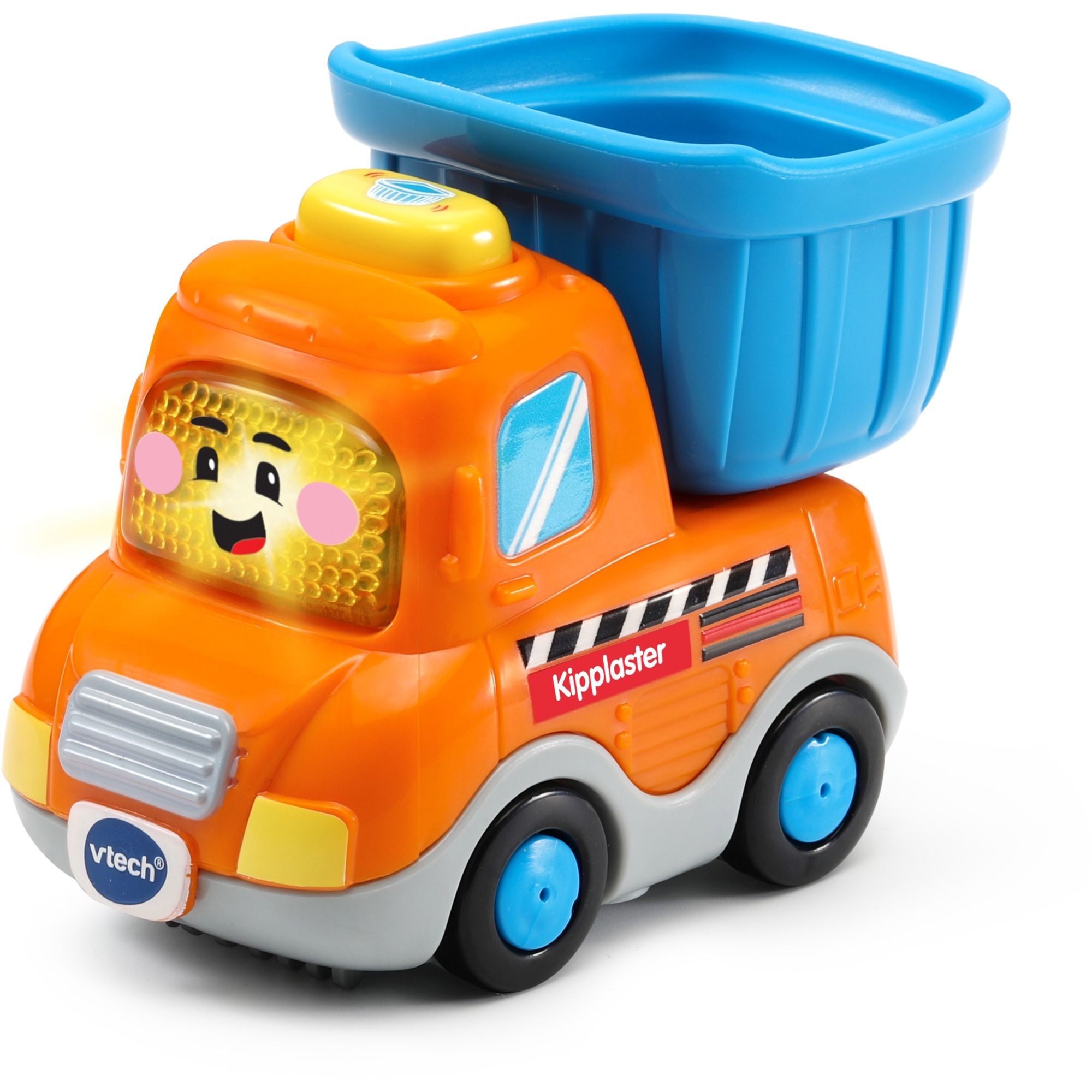 VTech Tut Tut Baby Flitzer Kipplaster mit leuchtender Taste, spricht fröhliche Sätze, 3 Lieder & 6 Melodien, reagiert auf Radbewegung und magische Sensoren, kindersicheres Batteriefach, ab 12 Monaten, Spielzeug, Maschine, Rad, Kunststoff