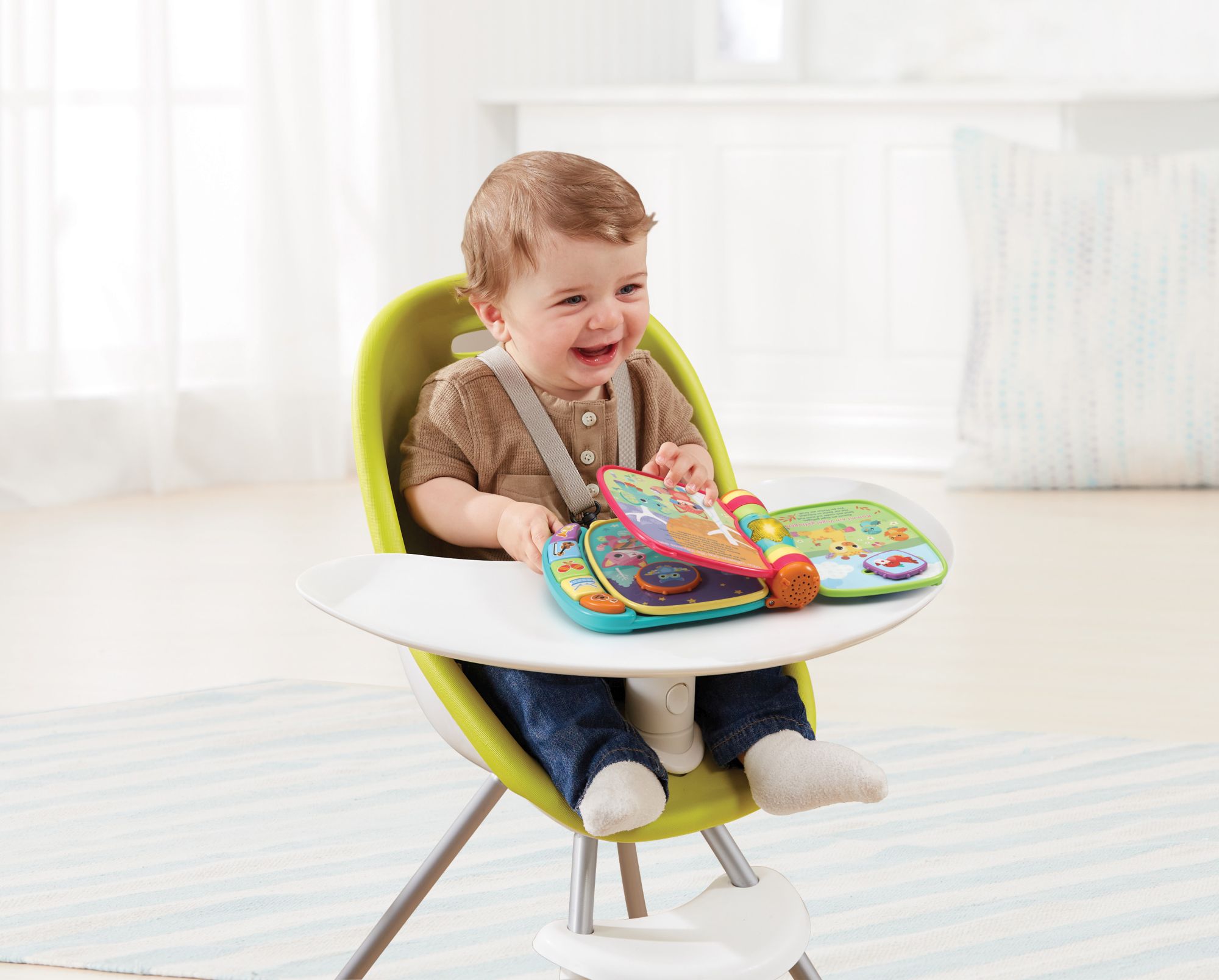 VTech Mein erstes Liederbuch bunt mit 6 singenden Liedern, 5 Instrumententasten, Stern blinkt zur Musik und Bewegungselemente, fördert Motorik & Hörsinn, ab 6 Monaten,