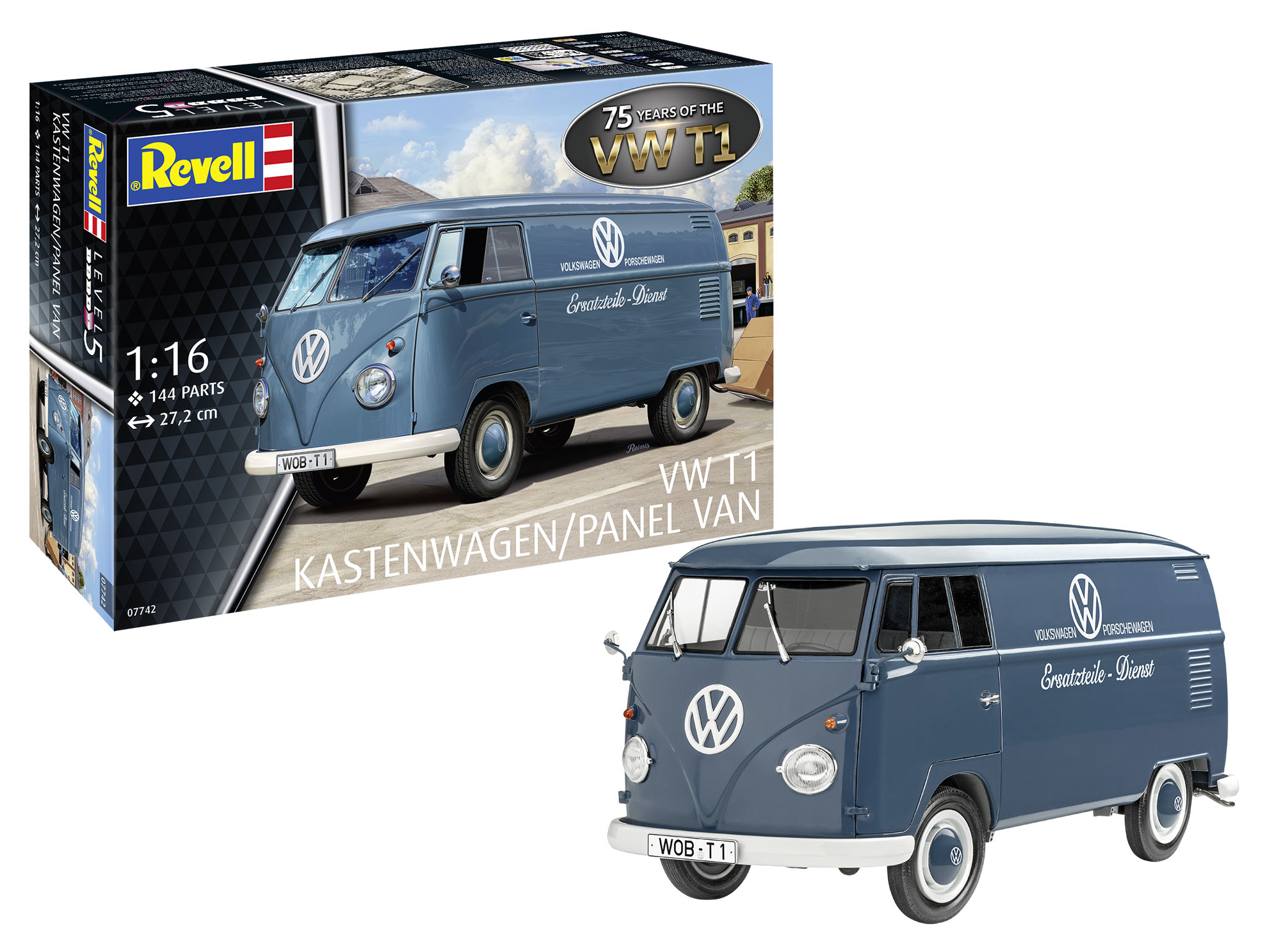 Revell, 07742, VW, T1, Panel, Van., 75, Years, Jubiläumsmodell, Wohnwagen, Lieferwagen, Fahrzeug, Auto, Rad