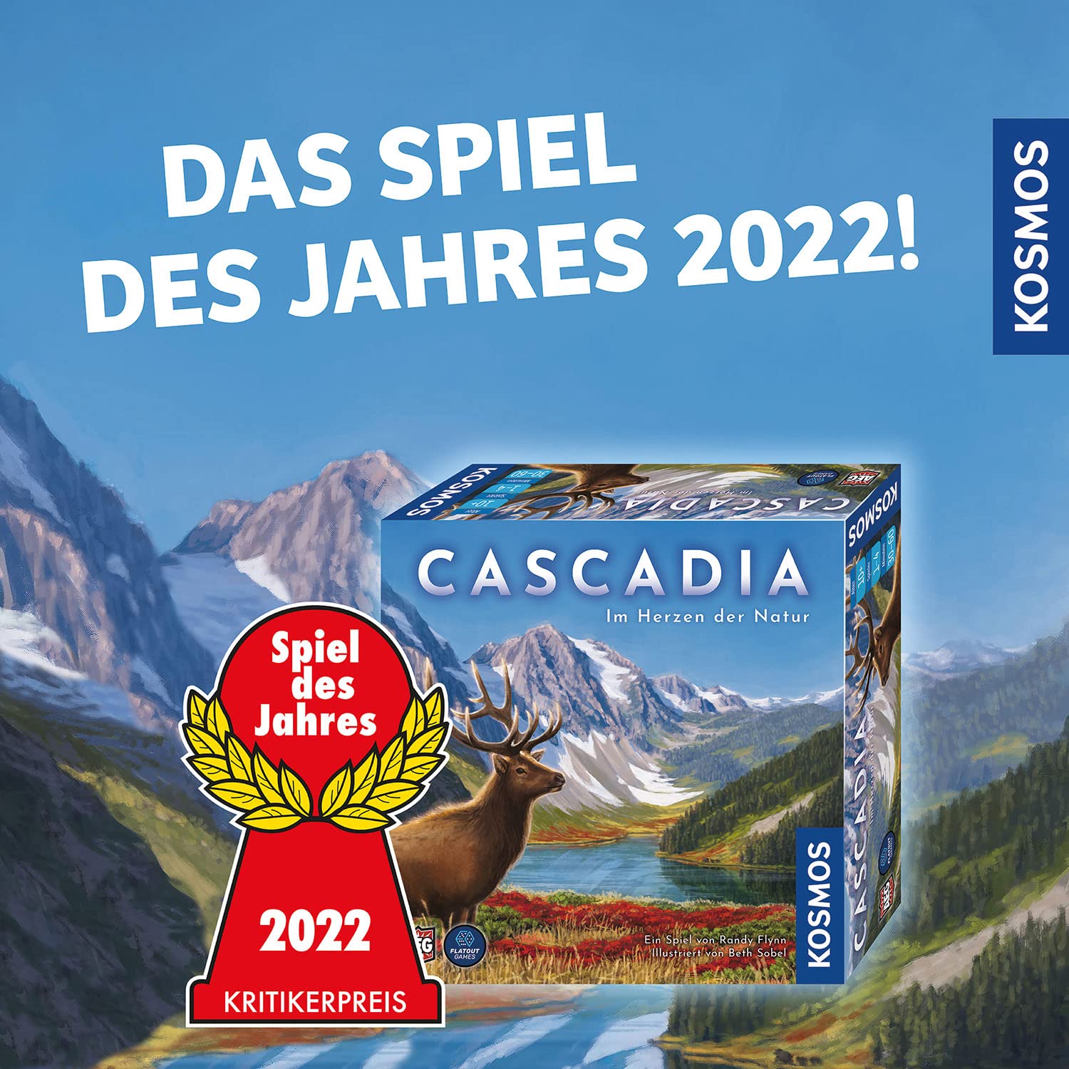 Kosmos Cascadia - Im Herzen Der Natur - Spiel Des Jahres 2022 682590 Tier, Hirsch, Säugetier, Tierwelt, Elch