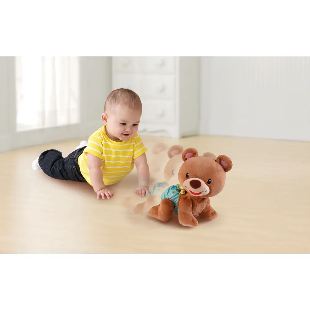 VTech Krabbel-mit-mir-Bär animiert Kinder zum Krabbeln, drückt man Herz-Taste, bewegt er sich; mit Formen- und Farb-Lerntasten, ab 9 Monaten,