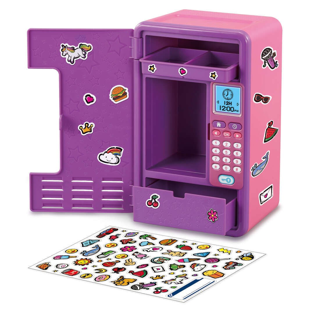 VTech Kidisecrets Traumtresor aus Kunststoff in Pink/Violett, Safe mit Zahlencode, LCD-Uhr, 6 Spiele, Wecker, Timer, 3 Lieder & 10 Melodien, 3 Fächer, Aufkleber, kindersicher ab 6 J.,