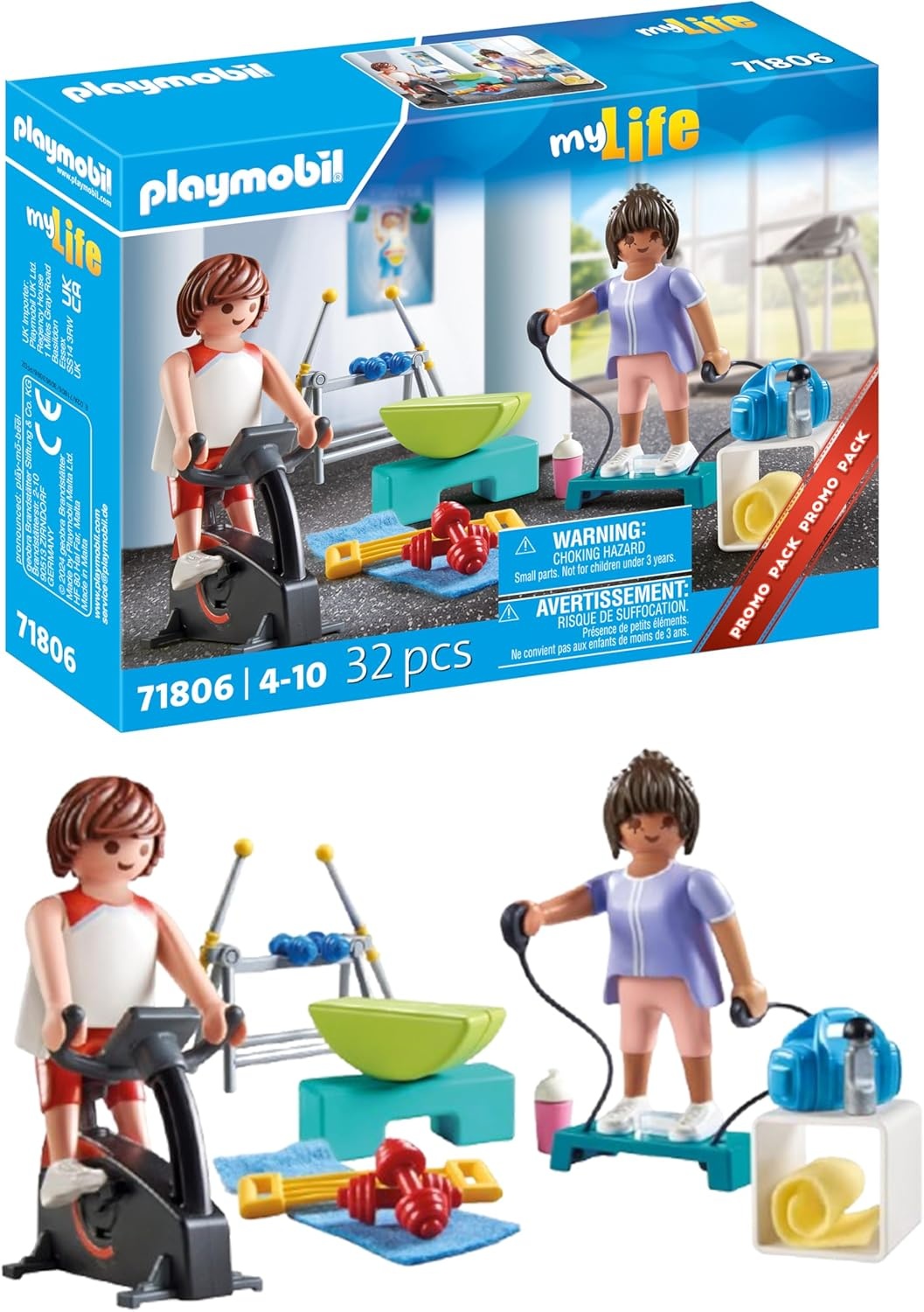 PLAYMOBIL, 71806, My, Life:, Fitnesstraining, mit, Heimtrainer, &, Zubehör
