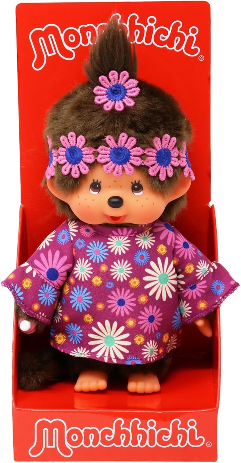 Monchhichi, Flower, Power, Girl, 20, cm, Verpackung, Zubehör, und, Details, sichtbar
