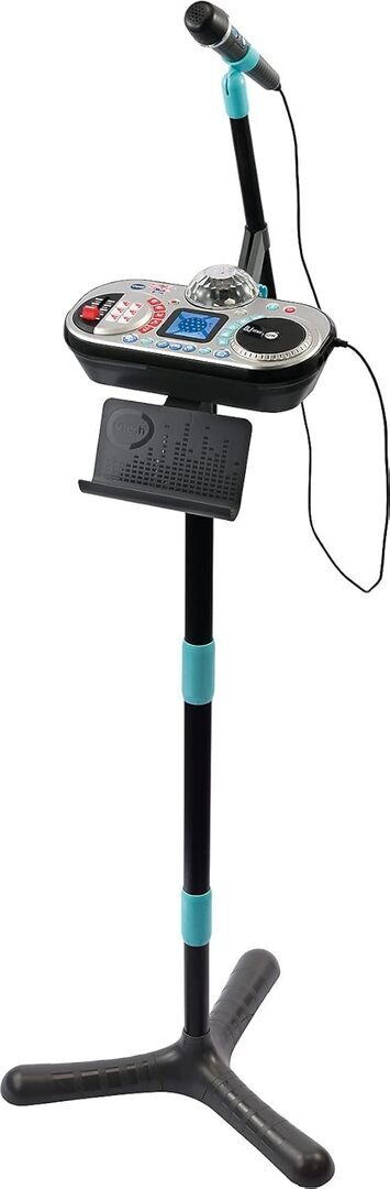 VTech Kidi Super Star DJ Studio in Schwarz: 10-in-1 DJ-Station mit Jog Wheel, Mikrofon, 12 Songs, Disco-Licht, Stimm-Effekten, Voice-Off-Funktion, Aufnahme, externem Anschluss & höhenverstellbarer Stand, ab 6 Jahren, Moebel, Tabelle, Schreibtisch, Elektri