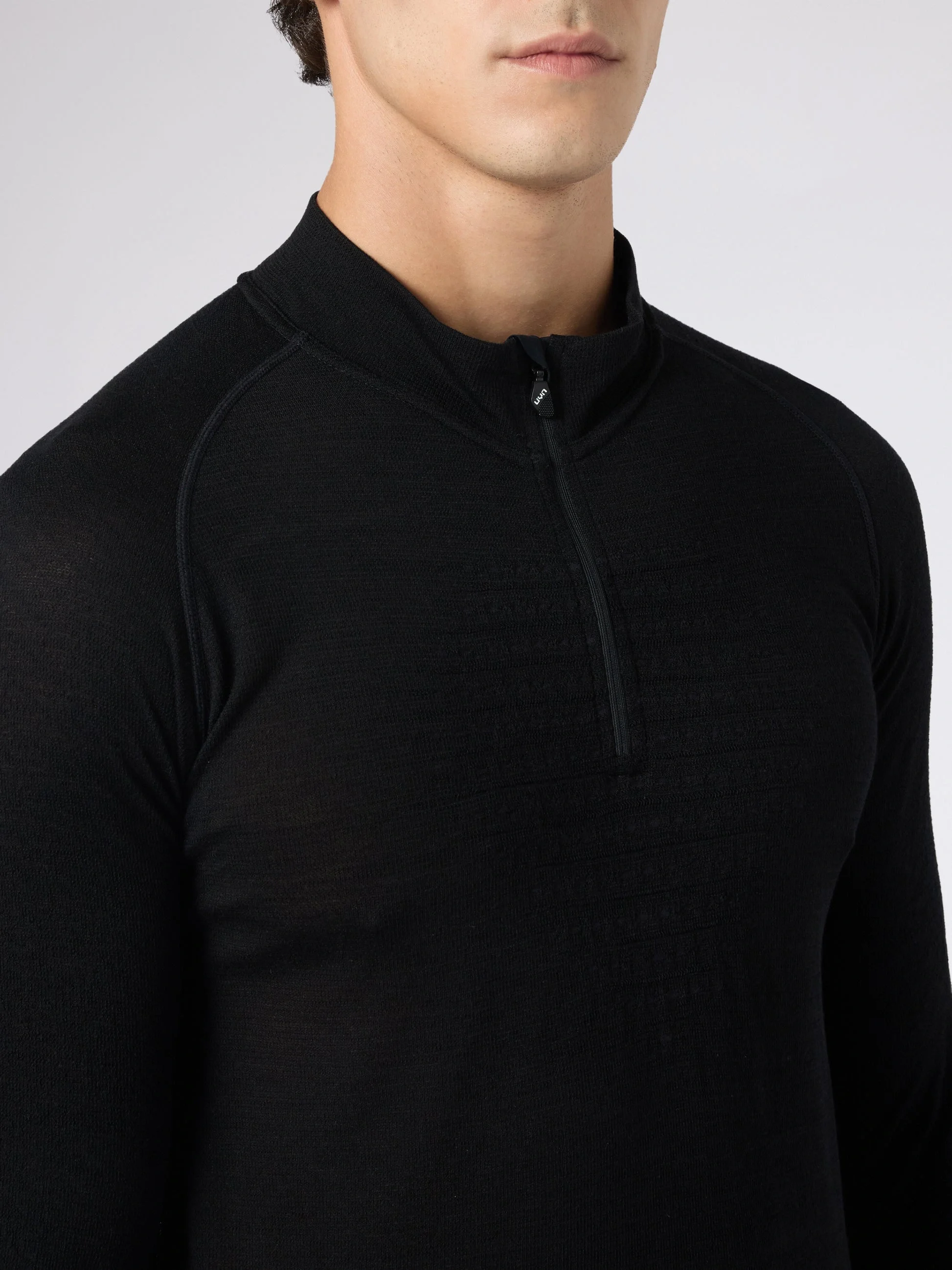 UYN Herren Fusyon Biotech UW Shirt Long_SL Zip Up U100517B000 - Schwarz GR. L/XL