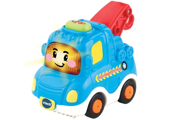 VTech Tut Tut Baby Flitzer Abschleppfahrzeug mit fröhlichen Sätzen, 3 Lieder & 6 Melodien, leuchtender Taste, reagiert auf Radbewegung & magische Sensoren, kindersicheres Batteriefach, ab 12 Monaten,