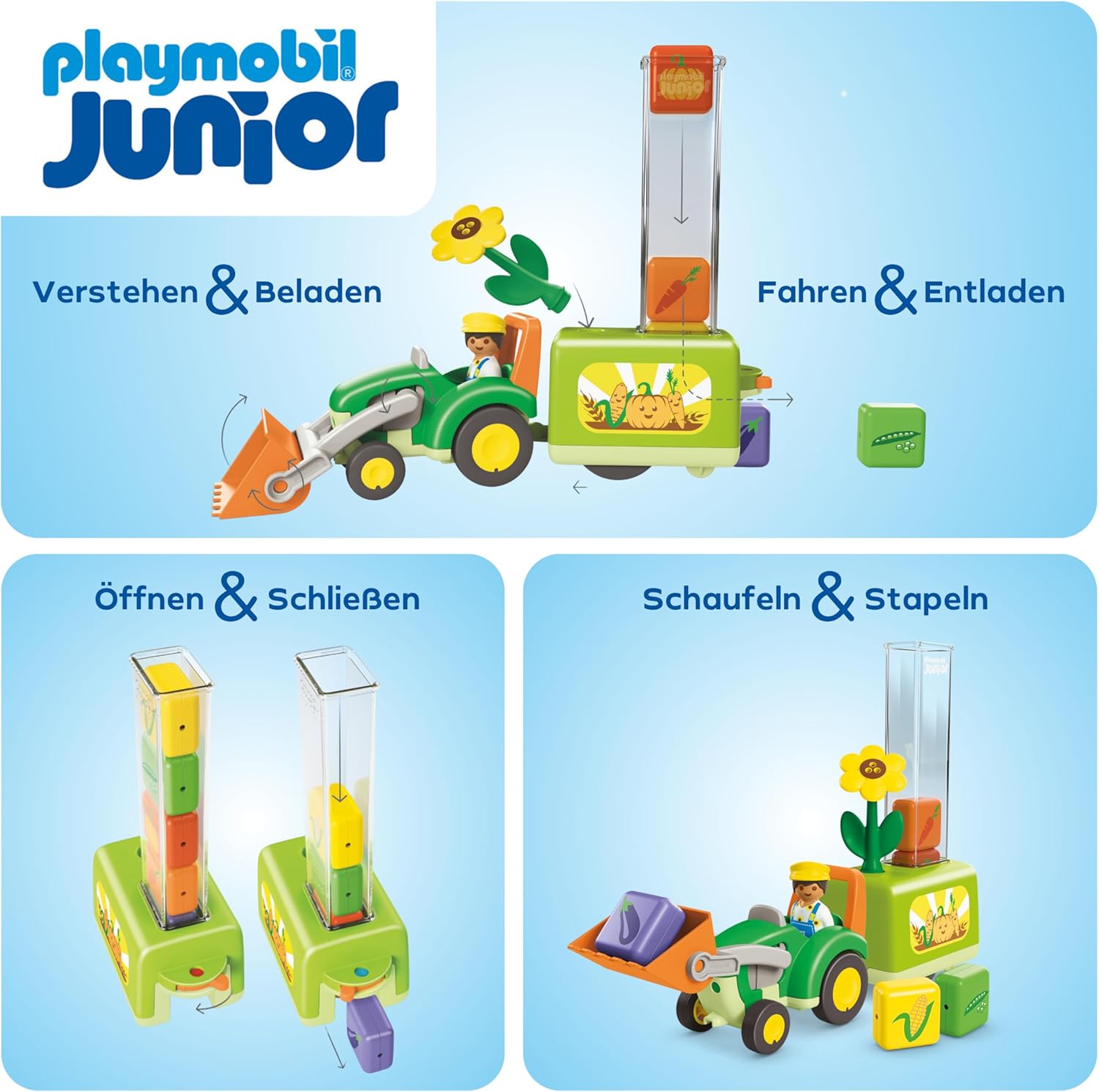PLAYMOBIL 71773 junior traktor mit lustiger pflanzmaschine