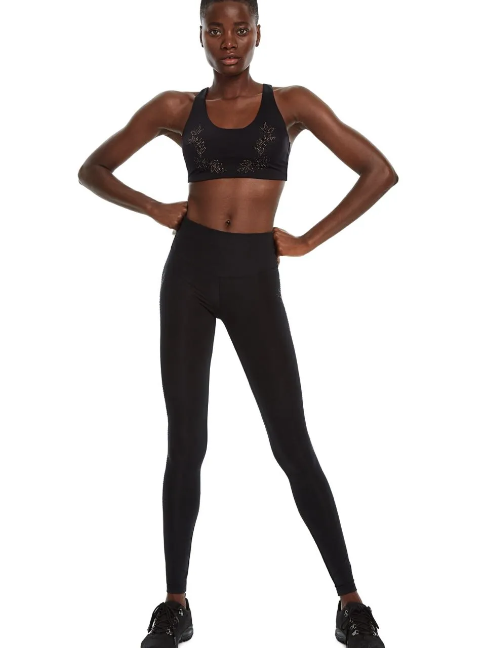 Desigual Damen Sport Legging „Studs Ethnic“ - Schwarz 19WONK09 GR. XL