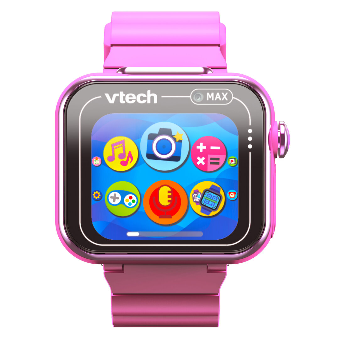 VTech KidiZoom Smart Watch MAX pink mit Touch-Display 1,69, Duokamera für Fotos/Video, Schrittzähler, Spiele & Kreativ-Apps, Wecker, Musik-Player, USB-Akku, spritzwassergeschützt, ab 5 Jahren, Armbanduhr, Arm, Körperteil, Person Elektronik
