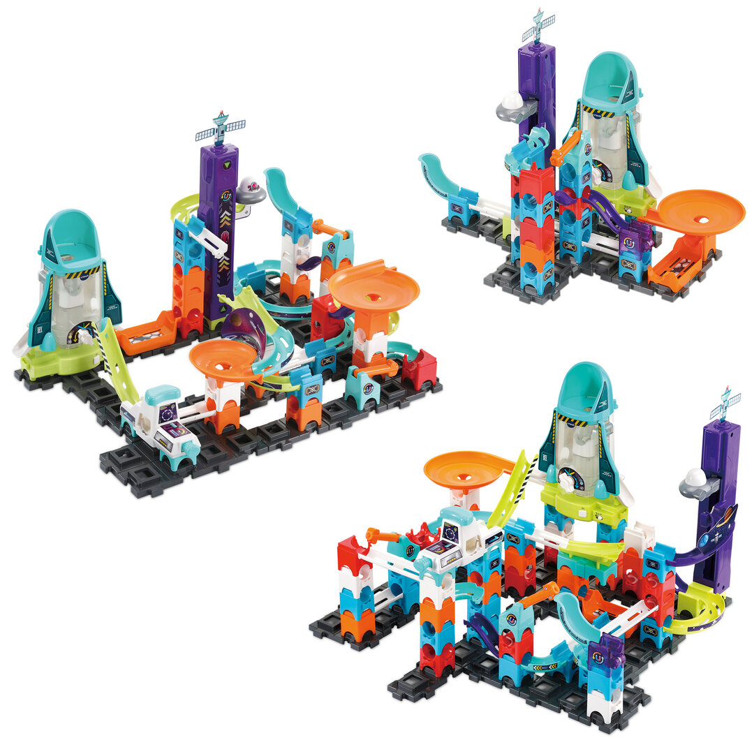 VTech Marble Rush Space Magnetic Set XL300 E aus Kunststoff  119 Teile, inkl. elektronischem Modul, 5 MarBalls  5 magnetischer Kugeln, U-Kurve, UFO-Aufzug, magnetischer Pendel, fördert Motorik & räumliches Denken, ab 4 J., Spielzeug, Spielbereich, Draußen