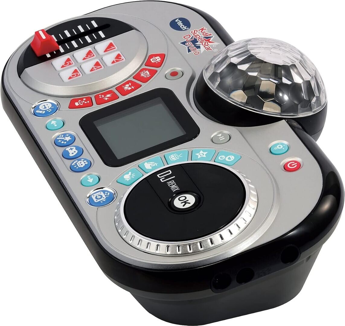 VTech Kidi Super Star DJ Studio in Schwarz: 10-in-1 DJ-Station mit Jog Wheel, Mikrofon, 12 Songs, Disco-Licht, Stimm-Effekten, Voice-Off-Funktion, Aufnahme, externem Anschluss & höhenverstellbarer Stand, ab 6 Jahren, Computerausrüstung, Elektronik, Überwa