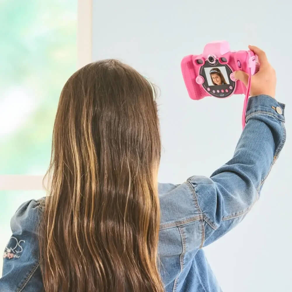 VTech KidiZoom Duo FX pink mit Front- & Rückkamera 5 MP/2 MP, 4× Zoom, Touchscreen, 7 Kreativ-Apps Comics, Animation, Films, Spiele, Musik-Player, USB/Audio-Anschluss, ab 4 Jahren,