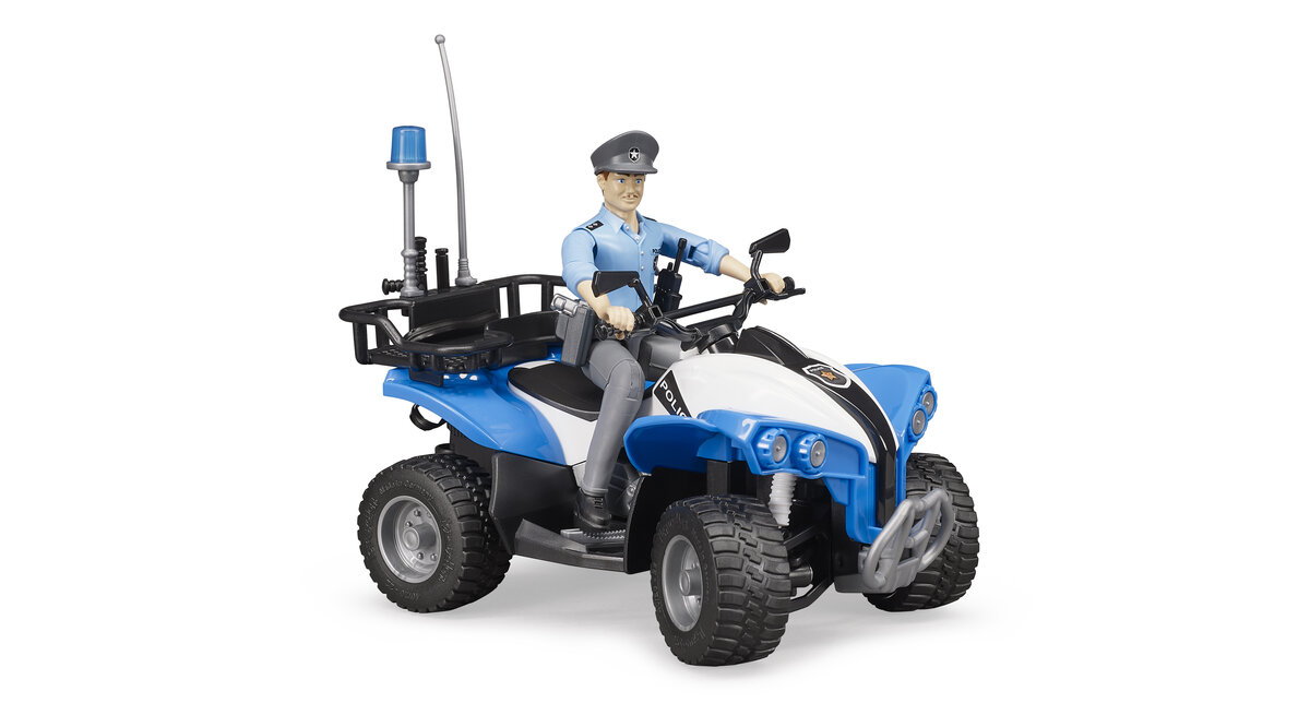 Bruder, 63010, Polizei-Quad, Mit, Polizist, Und, Ausstattung, ATV, Fahrzeug, Person, Rad, Rasenmäher