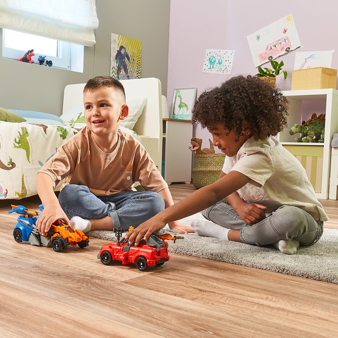VTech Switch & Go Dinos 2-in-1 Spinosaurus & Pterodaktylus Kunststoff-Spielzeug ca. 35cm, Dino- und Fahrzeugmodus mit LED-Soundeffekten, Feuer-Launcher, Lautstärkeregler, kindersicher ab 3 J., Abspielen, Junge, Kind, Männlich, Person