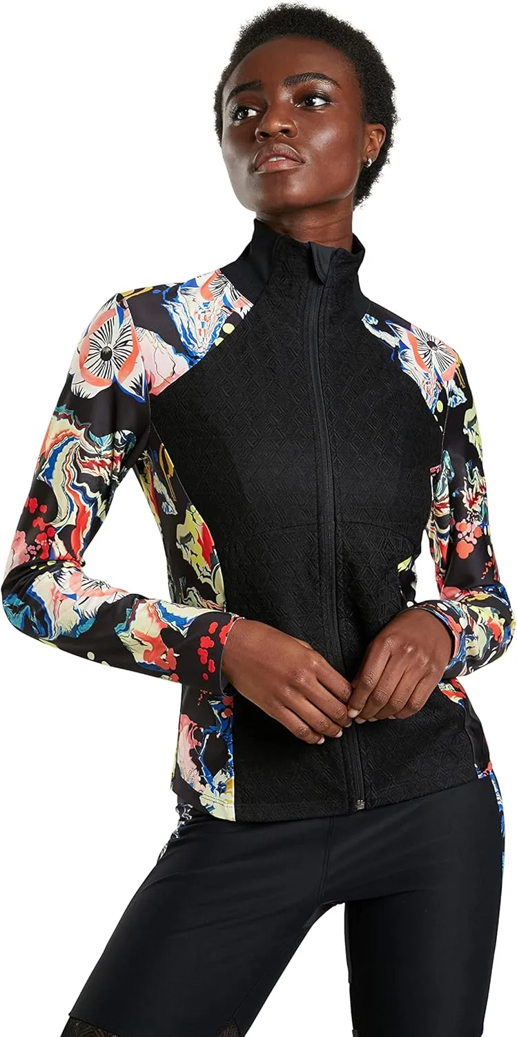 Desigual Damen Jacke „Berna“ by M. Christian Lacroix - Schwarz mit Blumenmuster 21WWSK312000 GR. M
