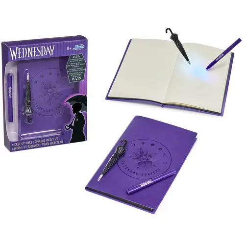 Wednesday Addams Tagebuch (A5, 144 Seiten) - Notizbuch inkl. magischem Stift mit UV-Licht