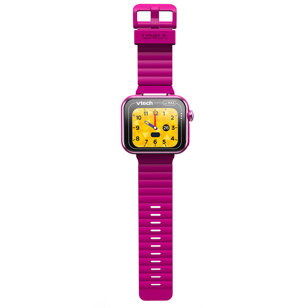 VTech KidiZoom Smart Watch MAX lila/pink Kinder-Smartwatch mit Duokamera & Touchscreen, ab 5 Jahren VTech KidiZoom Smart Watch MAX lila/pink mit Touch-Display, Front- & Rückkamera, Schrittzähler, Kreativ-Apps & Spiele, Wecker & Musik-Player, wiederaufladbar, spritzwassergeschützt, ab 5 Jahren, Armbanduhr, Elektronik, Arm, Person, Digitale Uhr