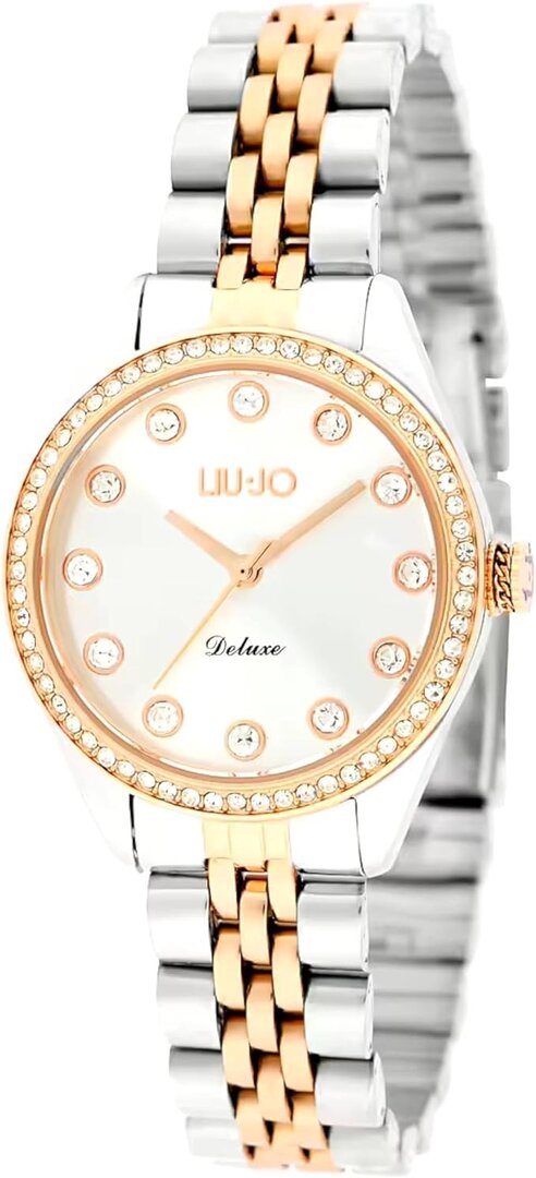 LIU, JO, Deluxe, Bicolor, Silberl, Gold, TLJ2260, Armbanduhr, Arm, Körperteil, Person, Band