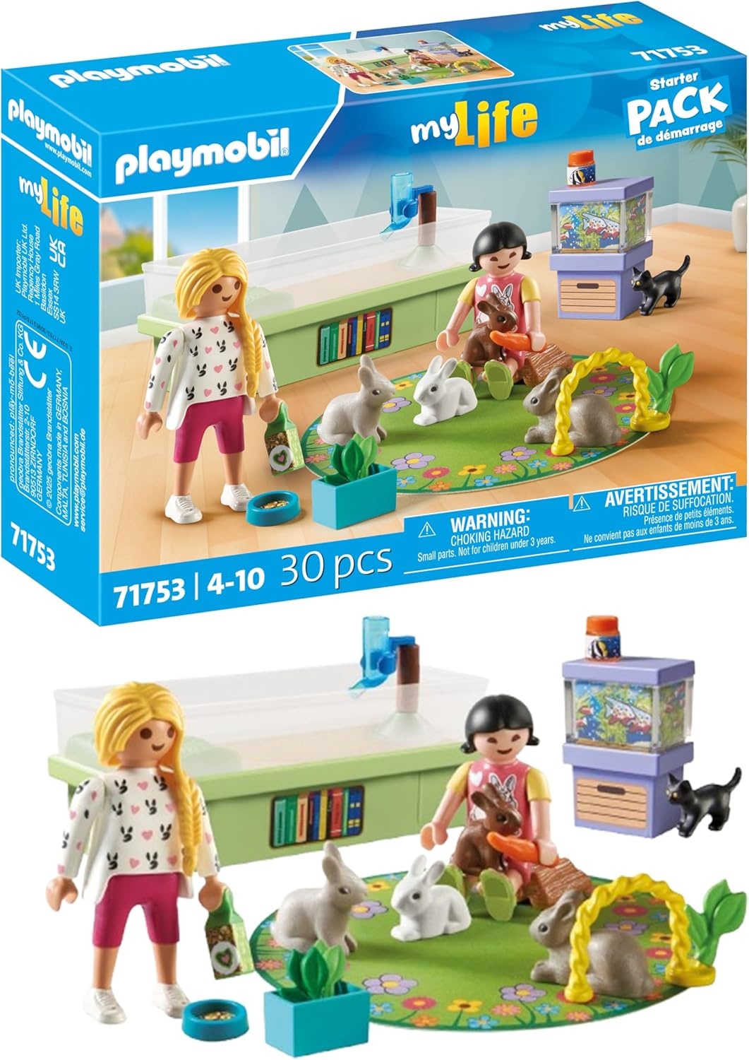 PLAYMOBIL, 71753, My, Life:, Familie, mit, Hasen, Katze, und, Aquarium, Puppe, Spielzeug, Person, Spielbereich, Drinnen