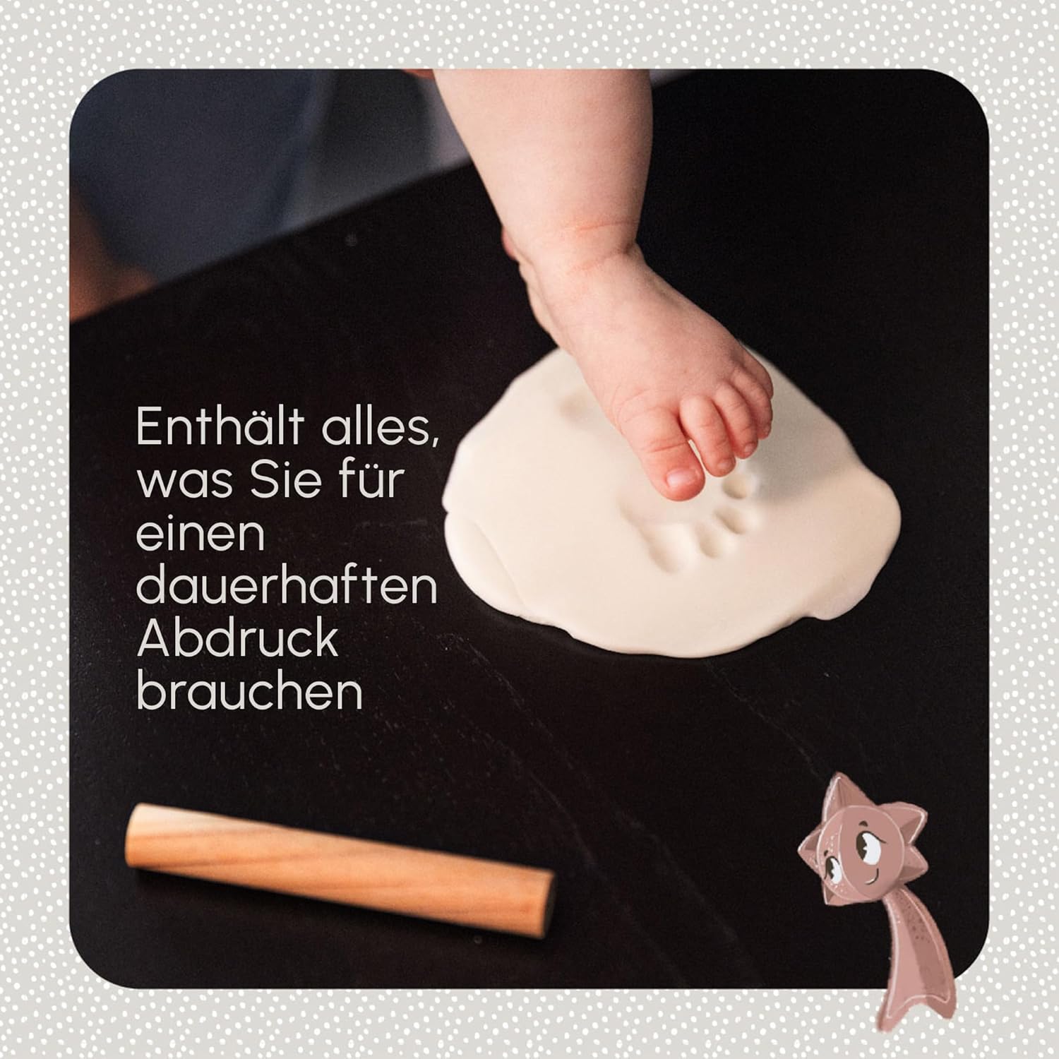 Tiny Love Doppelter Bilderrahmen - Baby Hand- und Fußabdruck-Set - Holzrahmen, Ton, All-in-One