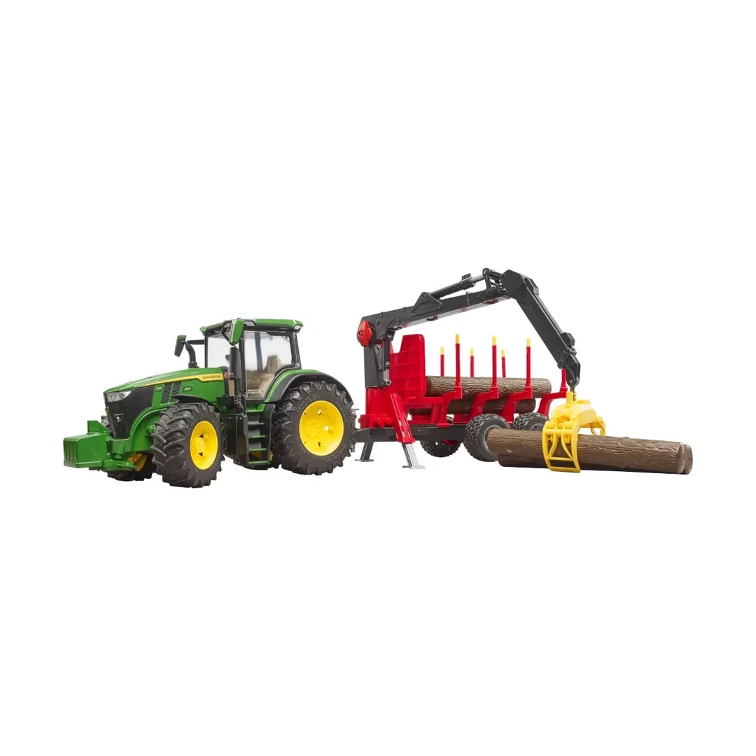 Bruder, 03154, John, Deere, 7R, 350, Mit, Rückeanhänger, Und, 4, Baumstämmen